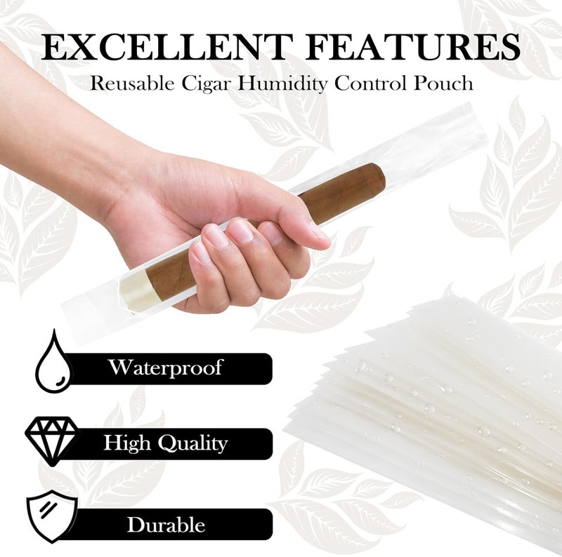 OGABEL Cigar Bags Cellophane 50pcs,Cigar Cellophane Humidor Bag For Cigar Ring diameter 52-56, 9.4” x 0.78” Reusable Travel Cigar Storage Bags,Portable Cigar Storage Bags for Storing Packing Cigars - Image 4